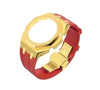 Metal Rubber Strap Bezel Mod Kit fit for Casio GA2100 GA-B2100 GA2110(Gold-Red)
