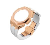 Metal Rubber Strap Bezel Mod Kit fit for Casio GA2100 GA-B2100 GA2110(RG-White)