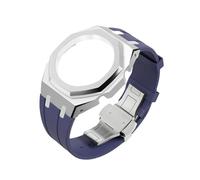 Metal Rubber Strap Bezel Mod Kit fit for Casio GA2100 GA-B2100 GA2110(Silver-DU)