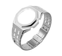 Metal Rubber Strap Bezel Mod Kit fit for Casio GA2100 GA-B2100 GA2110(Silver-Metal Set)