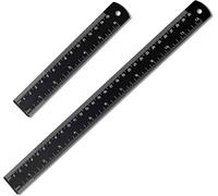 Metal Ruler 30cm 15cm, 2 Pack Long Shatterproof Rulers Black Straight Aluminum