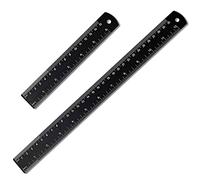 Metal Ruler 30cm 15cm, 2 Pack Long Shatterproof Rulers Black Straight Aluminum Alloy Metal Rule for School Office Engineering