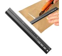 Metal Ruler for Cutting, 1 Pcs Ribbed Metal Ruler 30cm, Cutting Rulers Suitable for Length Measurement and Diy Projects (Black)