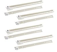Metal Runners for Wooden Drawers, 4 Pcs Kitchen Cabinet Drawer Slides - Telescopic Slide Guide Rail - Heavy Duty Load Capacity 25-50kg, Drawer Repair Kit, White,10in-22in