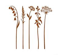 Metal Rust Garden Stake 36cm 5-Pack Set for Yard | Unique artistic rust pattern, eye-catching garden focal point, enhances flower beds, decorative yard accent, vintage style