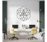 Metal Sacred Geometry Flower of Life Wall Art, Metal Spiritual Zen Artwork Decoration, Meditation Bedroom Artwork Home Decor for Living Room,Bedroom Hallway and Stairs Nature Home Decor