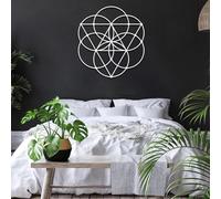 Metal Sacred Geometry Wall Art, Zen Wall Decor, Meditation Art, Metal Artwork Decoration, Modern Sculpture Home Decor for Living Room,Bedroom Hallway and Stairs Nature (White 35L x 35W