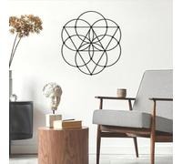 Metal Sacred Geometry Wall Art, Zen Wall Decor, Meditation Art, Metal Artwork Decoration, Modern Sculpture Home Decor for Living Room,Bedroom Hallway and Stairs Nature (Black 24L x 24W