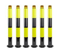 Metal Safety Bollard Bollard Post Steel Bollard with Anchor Bolts, with Reflective Tape Secure and Flexible Traffic Control Solution, for Parking Barrier Road Safety,6pcs,green,800*76mm/31.5*3i