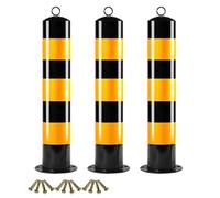 Metal Safety Bollard, Fixed Caution Cones, Clear Warnings Around The Clock, Top with Lifting Ring, for Parking Lots, Construction Sites(3 PCS)(100x11cm/39x4in)