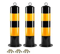 Metal Safety Bollard, Fixed Caution Cones, Clear Warnings Around The Clock, Top with Lifting Ring, for Parking Lots, Construction Sites(3 PCS)(50x11cm/20x4in)