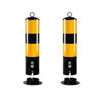 Metal Safety Bollard Post Driveway, Anti-Collision Parking Barrier, Parking Bollard with Reflective Tape, for Parking Lots Parking Spaces Underground Garages Road Planning(Black (2pcs))