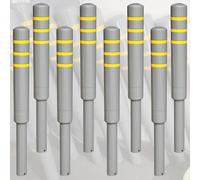 Metal Safety Bollard, Steel Parking Barrier Post with Reflective Tape for Construction and Traffic, Set of 2