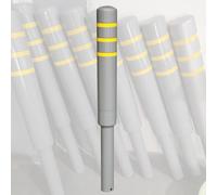 Metal Safety Bollard, Steel Parking Barrier Post with Reflective Tape for Construction and Traffic, Set of 2