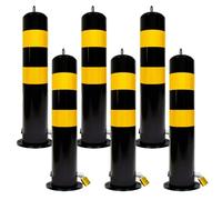 Metal Safety Bollard with Reflective Strips, Rustproof Waterproof Traffic Removable Security Bollards for Driveways, 4 Packs for Parking in Sensitive Areas
