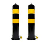 Metal Safety Bollard with Reflective Strips, Rustproof Waterproof Traffic Removable Security Bollards for Driveways, 4 Packs for Parking in Sensitive Areas