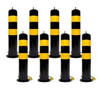 Metal Safety Bollard with Reflective Strips, Rustproof Waterproof Traffic Removable Security Bollards for Driveways, 4 Packs for Parking in Sensitive Areas
