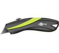 Metal Safety Knife - Autom. Blade retraction, incl. 4 Spare Blades | Automatic retraction, blade extension: max. 2.3 cm, universal knife is made of robust metal, impact resistance
