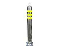 Metal Safety Post with Reflective Tape - Parking Barrier for Sidewalks Bike Paths and Parking Lots - Includes Corner Bolts 600 mm Yellow (1 Piece)