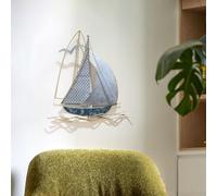 Metal Sailboat Wall Decor, 3D Sculptures for Nautical Theme, Handmade Antique Coastal Decoration for Home or Office, Unique Maritime Art for Ocean Lovers