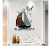 Metal Sailboat Wall Decor, Metal Sailing Boat Décor, 3D Creative Coastal Theme Iron Wall Art Decoration, Metal Sailboat Wall Sculptures Hanging Ornament Home Decoration for Living Room, Bedroom,A