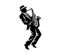 Metal Saxophonist Wall Art, Jazz Musician Iron Silhouette Decor (Black,10 inch)