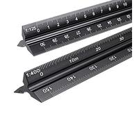 Metal Scale Ruler, 2PCS Aluminium Triangular Scale Ruler Metric for Architects & Engineers : 1:20, 1:25, 1:50, 1:75, 1:100, 1:125/1:100, 1:200, 1:250, 1:300, 1:400, 1:500