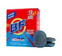 Metal Scouring Pad with Soap - 12X Soap Pads, Steel Sponge | Rich Lather, Pre-Soaped for Easy Cleaning, Soap Filled Cleaning Pads for Kitchen Bathroom Living Room