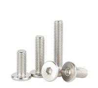 Metal Screws 10pcs M4 M5 M6 304 Stainless Steel Hex Hex Socket Ultra Thin Flat Wafer Allen Head Bolt Screw (Color : M4 (10pcs), Size : 6mm)