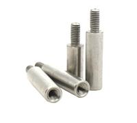 Metal Screws 2-10Pcs M3 M4 304 Stainless Steel Single-End Round Stud With Extended Nut Male-Female Threaded Standoff Adapter(M3 (Thread 6mm),6mm(10Pcs))