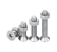 Metal Screws 20-30Sets M2 M2.5 304 Stainless Steel Countersunk Head Hex Socket Screw Hex Nuts Flat Head Bolt Combination Kit Set(20mm,M2.5-20sets)