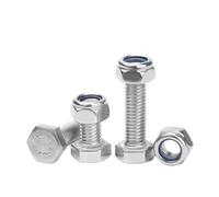 Metal Screws 2Sets M8 304 Stainless Steel Outside Hex Head Bolt External Hex Head Screw Nylon Insert Lock Nut Set(35mm)