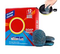 Metal Scrubber With Soap: 12X Steel Wool Dish Sink, Heavy Duty Stain Remover, Durable Kitchen Cleaning Tool, Foam Cleaning Pad | Stove, Pots, Sart