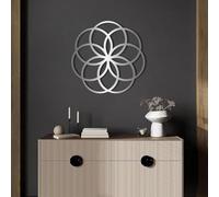 Metal Seed of Life Wall Art, Sacred Geometry Wall Decor, Geometric Art, Metal Artwork Decoration, Modern Sculpture Home Decor for Living Room,Bedroom Hallway and Stairs Nature (Silver 1