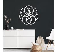 Metal Seed of Life Wall Art, Sacred Geometry Wall Decor, Geometric Art, Metal Artwork Decoration, Modern Sculpture Home Decor for Living Room,Bedroom Hallway and Stairs Nature (White 19