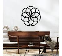 Metal Seed of Life Wall Art, Sacred Geometry Wall Decor, Geometric Art, Metal Artwork Decoration, Modern Sculpture Home Decor for Living Room,Bedroom Hallway and Stairs Nature (Black 35