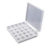 Metal Sewing Spools 25-Pack Empty Bobbin Case Set(A) | 25 plastic bobbins, clear storage box, separate slots, easy color ID, keeps threads tidy
