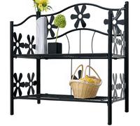 Metal Shelf Black 60x30x50cm 2 Shelves