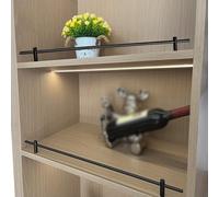 Metal Shelf Rail Fence Set - 2 Pack, 14" Aluminum Round Tube Barrier for Fall Prevention, Decorative Rod Guard for Bookshelves, Shoe Racks, Kitchen Cabinets - Safe & Stylish Storage Solution