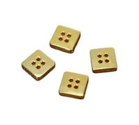 Metal Shirt Button Gold Four-Hole Small Button Coat Heart-Shaped Square Button, Gold Square, 10mm-11pcs