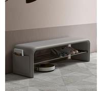 Metal Shoe Bench with Leather Cushion Stylish Entryway Storage Rack for HallwaySeatingModern Home Furniture Space-Saving Design