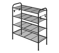 Metal Shoe Rack with 4 Hooks Ink Black