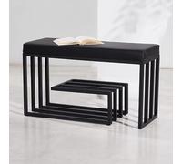 Metal Shoe RackBlack Frame Entryway Organizer with PU Leather Upholstered Bench for Bedroom Storage Modern Design for Hallway SpaceSaving Solution