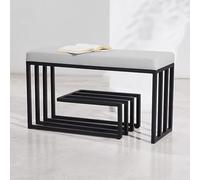 Metal Shoe Storage Bench Black Metal Entryway Bench with Soft PU Leather Cushion Bedroom Seating & Organizer for Shoes and Accessories