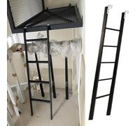 Metal Short Ladder/Bunk Bed Ladder with Hooks, Black Camper RV Bunk Ladders for Dorm Home, Space Saving Safety Step Climb Ladder for Loft(150cm/59")