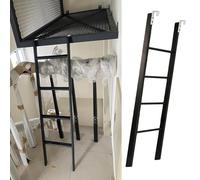 Metal Short Ladder/Bunk Bed Ladder with Hooks, Black Camper RV Bunk Ladders for Dorm Home, Space Saving Safety Step Climb Ladder for Loft(140cm/55")