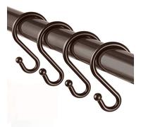 Metal Shower Curtain Hooks，Set of 12 Rings，Rust Resistant S Shaped Hooks Hangers for Shower Curtains, Kitchen Utensils, Clothing, Towels, etc. (Bronze)
