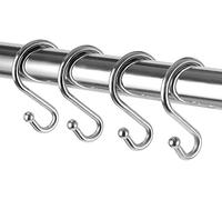 Metal Shower Curtain Hooks,Set of 12 Rings,Rust Resistant S Shaped Hooks Hangers for Shower Curtains, Kitchen Utensils, Clothing, Towels, etc. (Chrome)