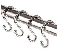 Metal Shower Curtain Hooks，Set of 12 Rings，Rust Resistant S Shaped Hooks Hangers for Shower Curtains, Kitchen Utensils, Clothing, Towels, etc. (Nickel)