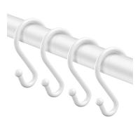 Metal Shower Curtain Hooks，Set of 12 Rings，Rust Resistant S Shaped Hooks Hangers for Shower Curtains, Kitchen Utensils, Clothing, Towels, etc. (White)